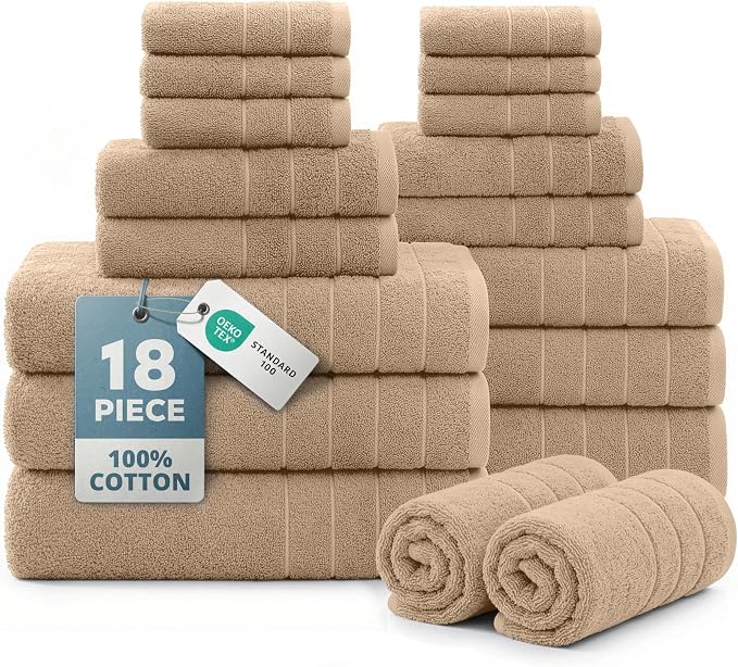 Casa Platino 18 Pcs 100% Cotton Towel Set by CasaPlatino