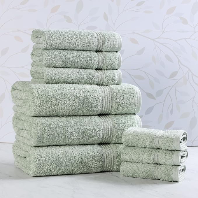 Superior Egyptian Cotton 9-Piece Towel Set, Guest Bath Decor Essentials by SUPERIOR