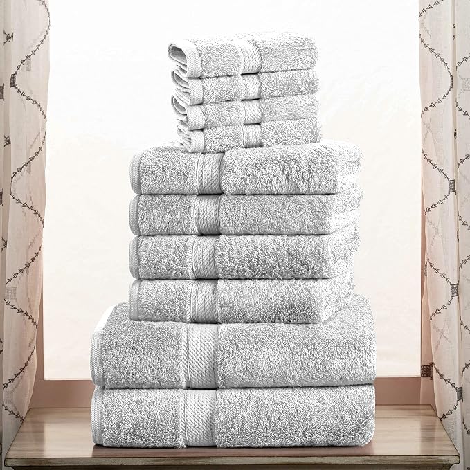 Superior Egyptian Cotton Pile 10 Piece Towel Set, Includes 2 Bath, 4 Hand - Image 2