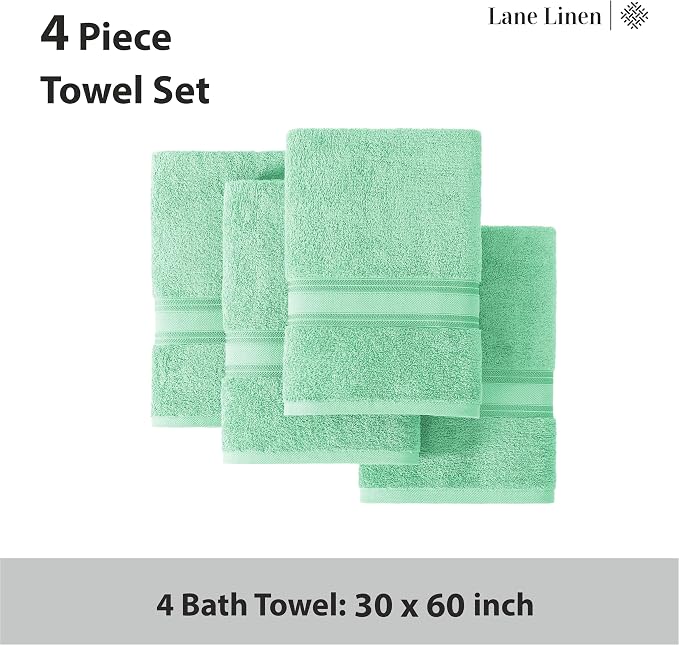 LANE LINEN 100% Cotton Bath Towels Set of 4 - Image 3