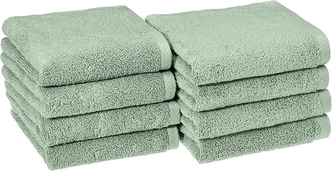 Amazon Basics Lightweight Quick-Dry Hand Towels, 100% Cotton, Seafoam Green by AmazonBasics