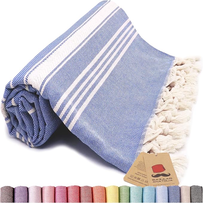 Bazaar Anatolia Turkish Beach Towel – 100% Cotton, Quick Dry, Sand Free Towel by BazaarAnatolia