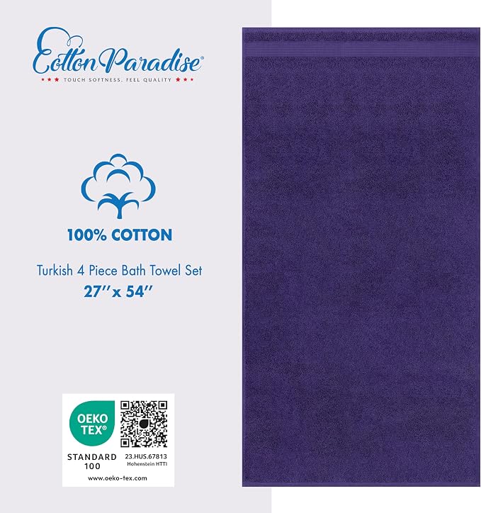 Cotton Paradise 4 Piece Turkish Bath Towels - Image 4