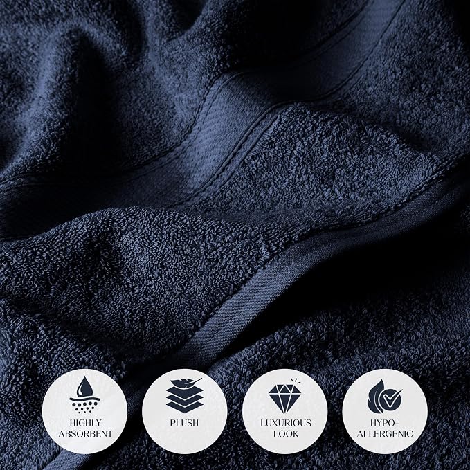 SUPERIOR Egyptian Cotton Pile Bath Towel Set of 2, Ultra Soft Luxury Towels - Image 7
