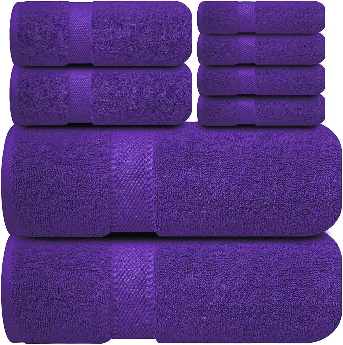 Infinitee Xclusives Luxury 100% Cotton Towel Set – 8 Piece Bathroom Towel Set – by InfiniteeXclusives