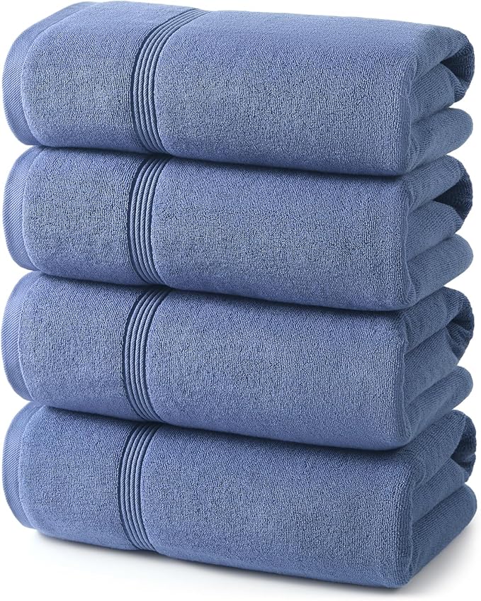 ecolook Bath Towels Set of 4, 100% Cotton, 27 x 55 Inches, Quick-Drying & by Unknown