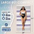ATANI Turkish Beach Towel, Converts to a Bag, Oversized 100% Cotton Bath Towels - Image 3