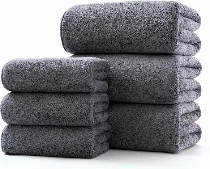 Lumimi Towel Set of 6 Very Soft Microfiber 3 Bath and 3 Hand Towels Quick Dry by Lumimi