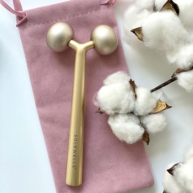 Facial Cooling Metal Gold Roller Massager, Contours Jawline, Promotes Lymphatic - Image 6