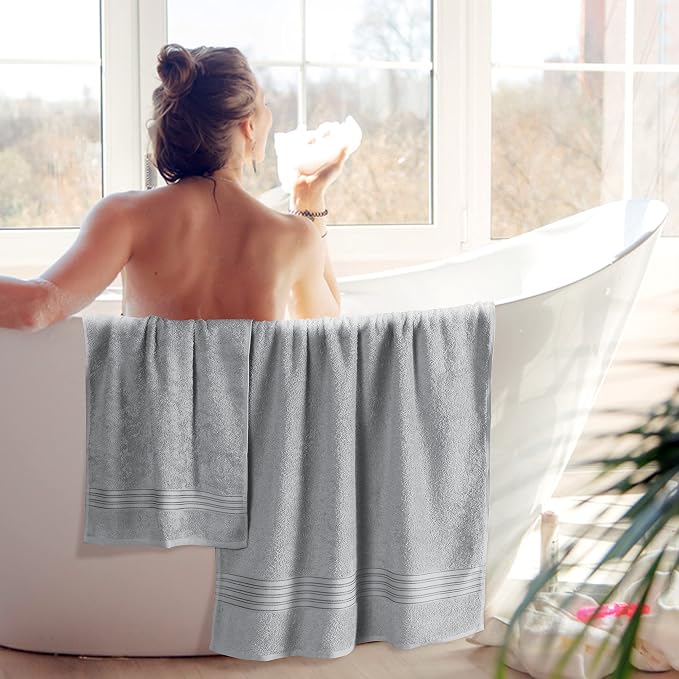 BOUTIQUO 6 Pack Cotton Towel Set, Contains 2 Bath Towels 28x55 inch, 2 Hand - Image 4