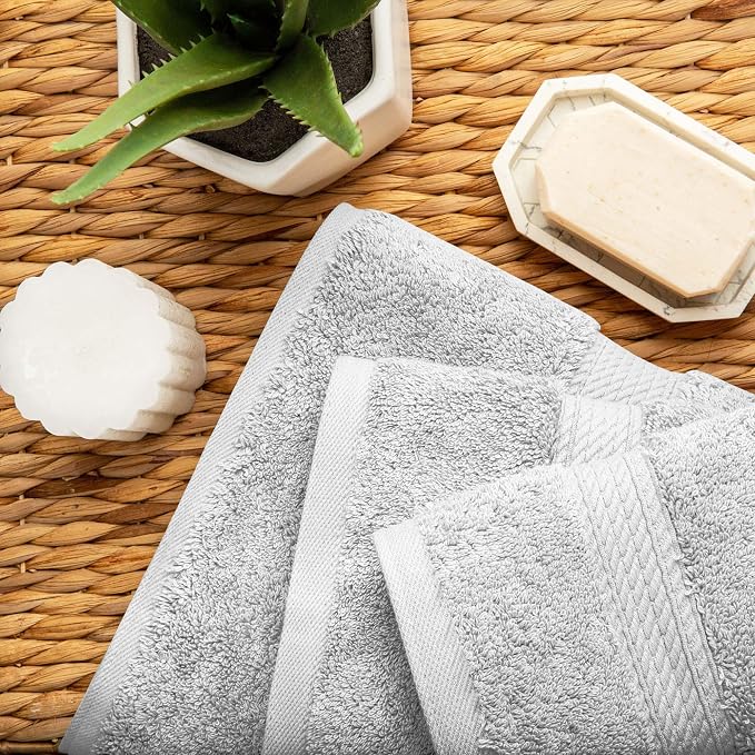 SUPERIOR Egyptian Cotton Pile 3 Piece Towel Set, Includes 1 Bath, 1 Hand - Image 5