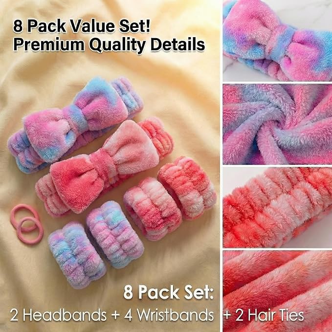 8 Pcs Spa Headband and Wristbands Set - Image 7
