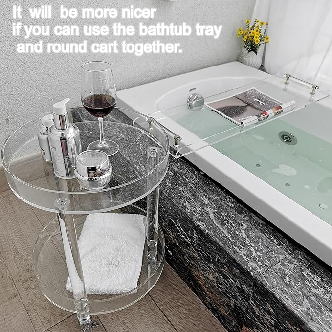 31" Silver Handles Luxury Bathtub Tray Caddy - Image 6