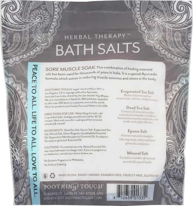 Soothing Touch Tension Relief Sore Muscle Soak Bath Salts Eucalyptus Clove & - Image 2