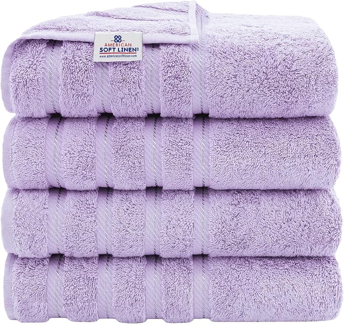 American Soft Linen Luxury 4 Piece Bath Towel Set, 600 GSM 100% Cotton Turkish by AmericanSoftLinen