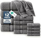 LANE LINEN Bath Towel Set of 12 – Premium 100% Cotton Towels by LaneLinen