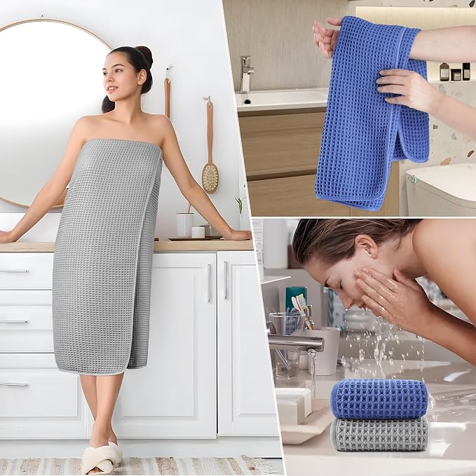 POLYTE 430 GSM Microfiber Quick Dry Lint Free Oversize Bath Towel Set, 6 Piece - Image 5