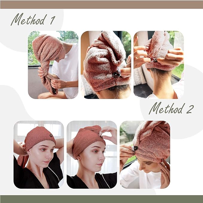 myHomeBody Hair Towel Wrap, Luxury Quick Drying Turban, Ultra Soft Absorbent - Image 4