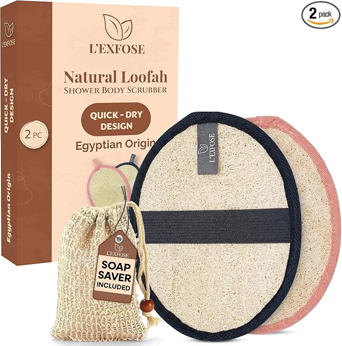L'Exfose Organic Natural Loofah Body Scrubber by LEXFOSE