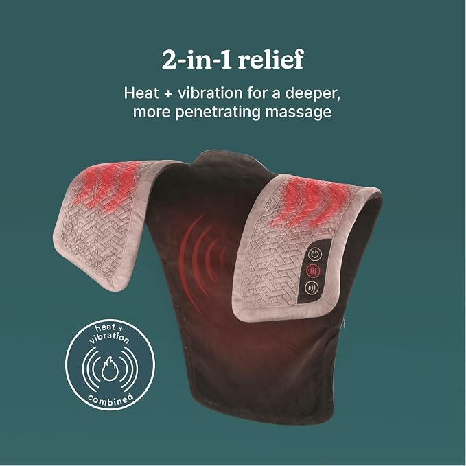 Homedics Vibration Heated Shoulder Massager Wrap, Comfort Pro Elite, Soft Fabric - Image 4
