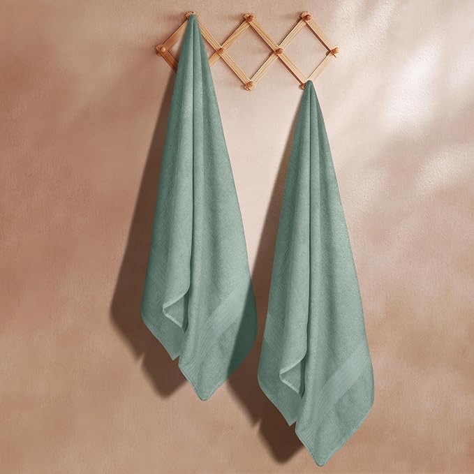 GLAMBURG Premium Cotton Oversized 2 Pack Bath Sheet 35x70-100% Pure Cotton - Image 3