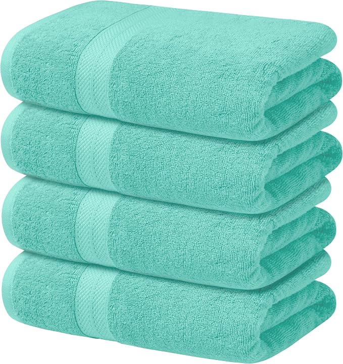 Avalon Towels Turquoise Bath Towels Set of 4 pcs, 100% Cotton Towel Absorbent by AvalonTowels