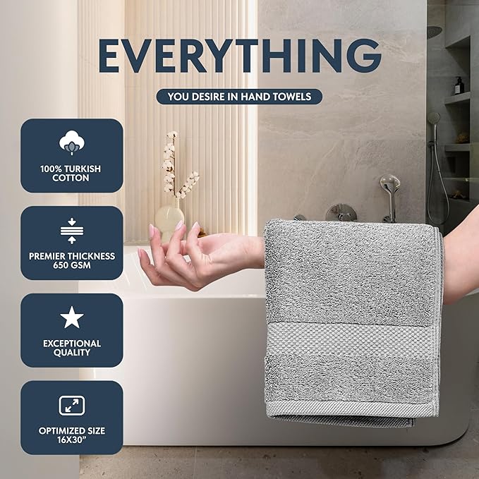 White Classic Luxury Dolphin Gray Hand Towels - Image 2