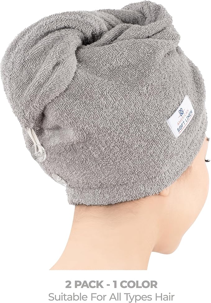 American Soft Linen 100% Cotton Hair Towels - Image 3