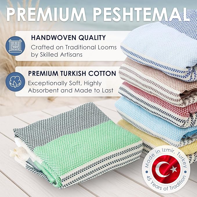 ATANI Turkish Beach Towel, Converts to a Bag, Oversized 100% Cotton Bath Towels - Image 6