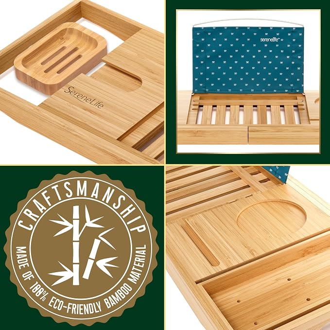 SereneLife Premium Bathtub Tray Caddy - Image 7