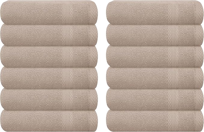 GLAMBURG Ultra Soft 12-Piece Washcloths Set 13x13-100% Ringspun Cotton by GLAMBURG