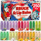 RBUGR 250 Pcs Lip Balm Bulk, 12 Fruit Flavored Natural Bulk Lip Balm, Lip Balms by RBUGR
