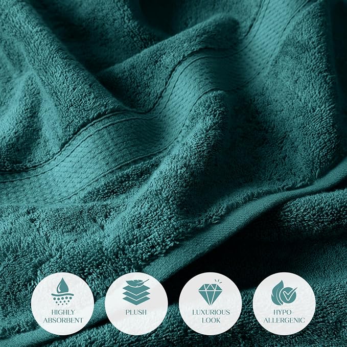 SUPERIOR Egyptian Cotton Pile Bath Towel Set of 2, Ultra Soft Luxury Towels - Image 7