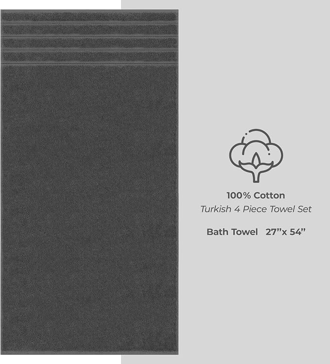 American Soft Linen Luxury 4 Piece Bath Towel Set, 600 GSM 100% Cotton Turkish - Image 4