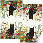 Accnicc 2 Pack Black Cat Bathroom Hand Towels Decorative Spring Floral Dish by Accnicc