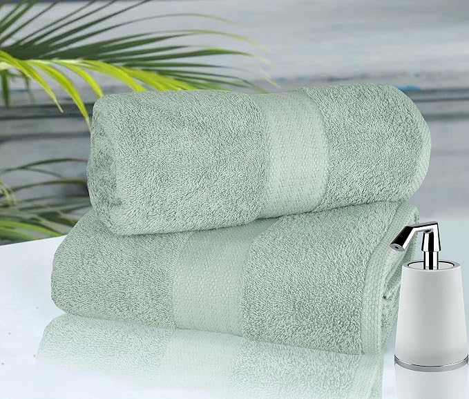 GLAMBURG Premium Cotton Oversized 2 Pack Bath Sheet 35x70-100% Pure Cotton - Image 5
