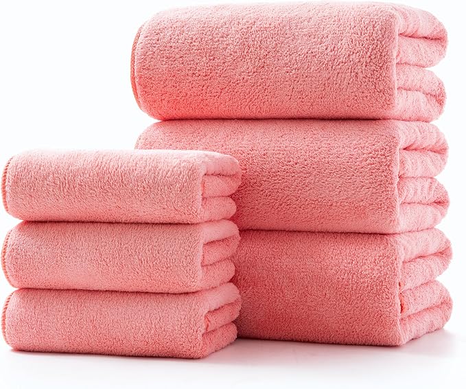 Lumimi Towel Set of 6 Very Soft Microfiber 3 Bath and 3 Hand Towels Quick Dry by Lumimi