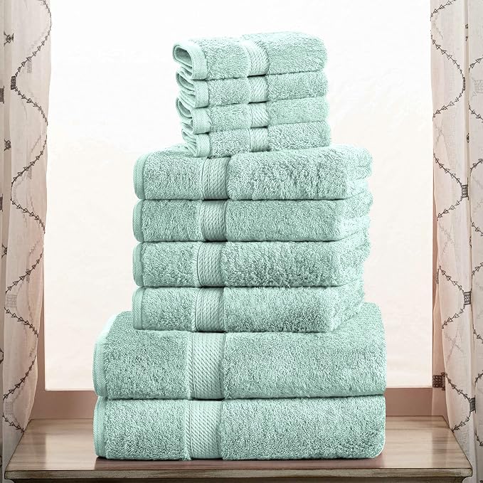 SUPERIOR Egyptian Cotton Pile 10 Piece Towel Set, Includes 2 Bath, 4 Hand - Image 2