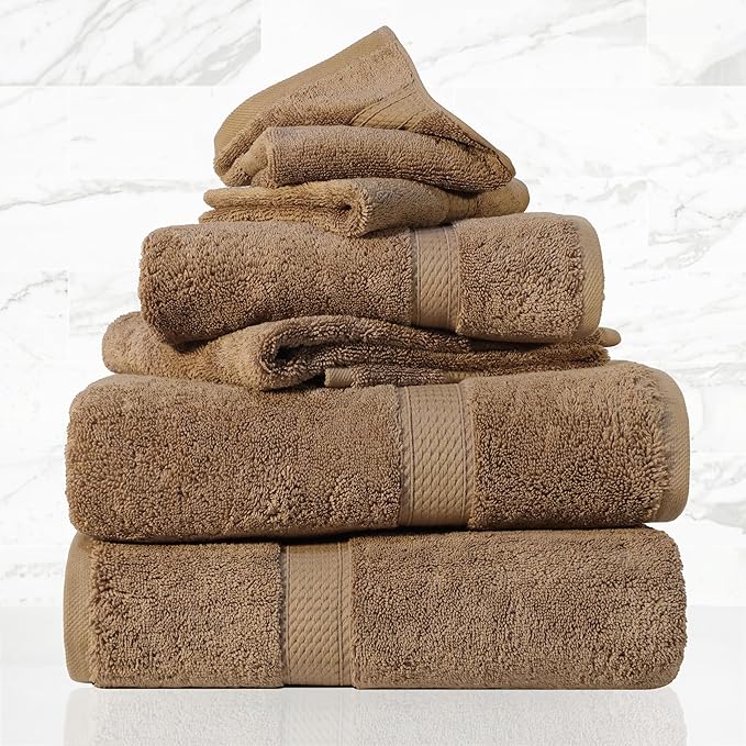 SUPERIOR Egyptian Cotton Pile 6 Piece Towel Set, Includes 2 Bath, 2 Hand - Image 2