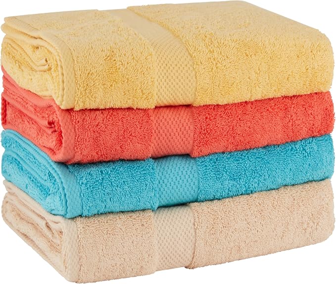 BolBom Towels 4 Pack Medium Bath Towel Set, 27“X54” Inches, 500 GSM 100% Ring - Image 2