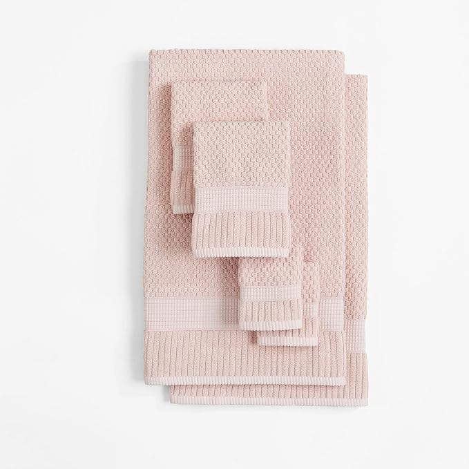 NY Loft 100% Cotton 6 Piece Bath Towel Set | Pink Towels | Soft & Absorbent - Image 4