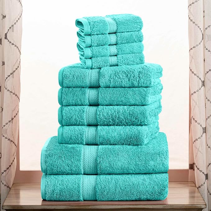 SUPERIOR Egyptian Cotton Pile 10 Piece Towel Set, Includes 2 Bath, 4 Hand by SUPERIOR
