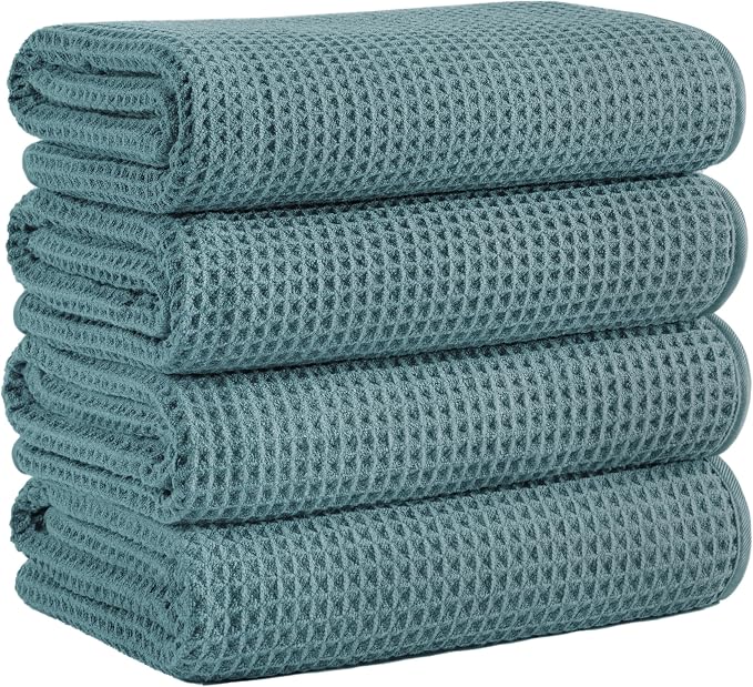 MICROFI Microfiber Waffle Bath Towels, 4 Pieces, Fast Drying, Lint Free 430 GSM by Unknown