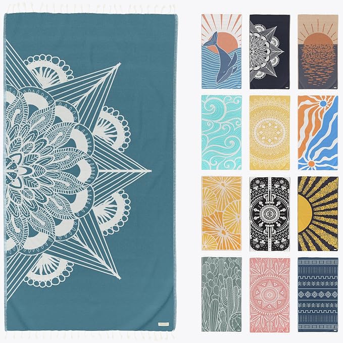 FESHKA Sand Proof Turkish Beach Towel – Oversized, Quick Dry & Lightweight by FESHKA