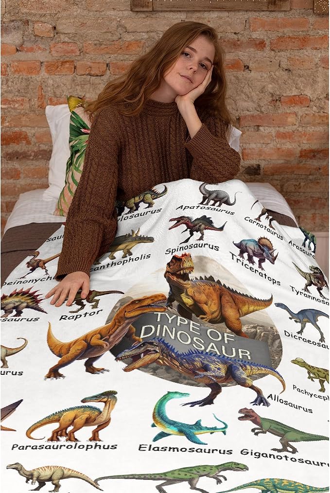 Dinosaur Blanket Flannel Fleece Blanket Throw Couch Microfiber Soft Cozy - Image 6