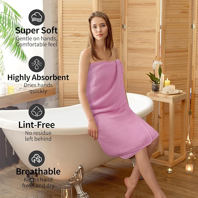 Microfiber Waffle Bath Towels, 4 Pieces, Fast Drying, Lint Free 430 GSM - Image 4