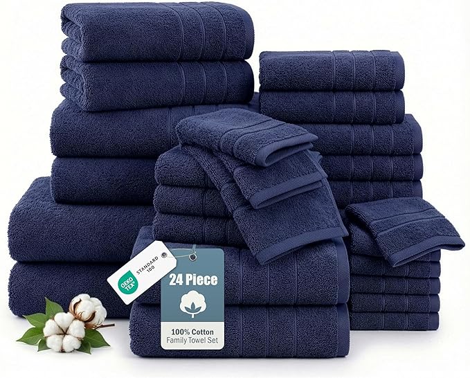 24-Piece Premium Bathroom Towel Sets – Ultra Soft 100% Cotton Towel, 2 Bath by CasaPlatino