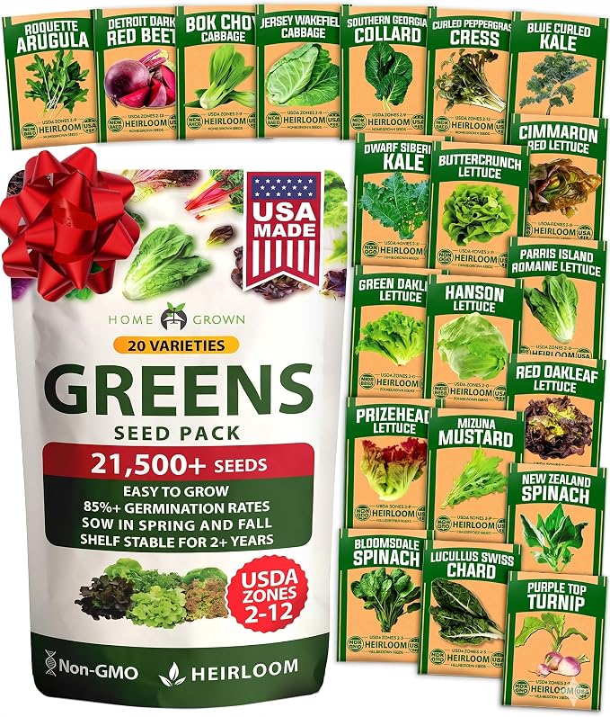HOME GROWN 20 Variety Lettuce Seeds 21, 700+ Bulk Pack Heirloom Non-GMO by HOMEGROWN