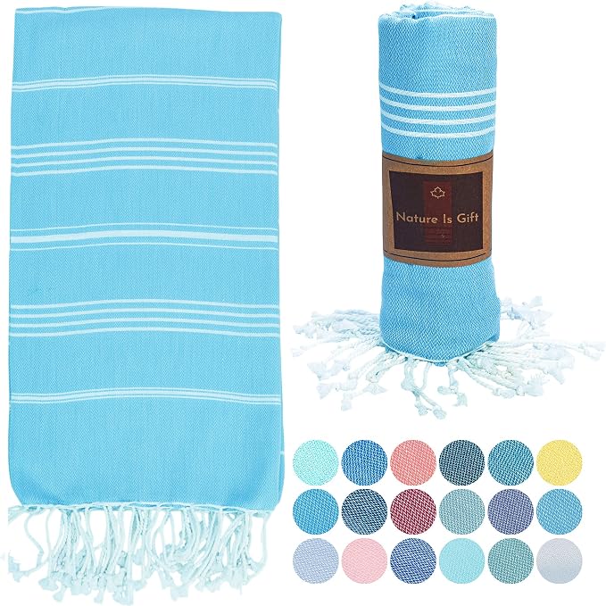 Beach Towel 100% Cotton Turkish Beach Towel Adult 38x70 Inch Pre-washed by NatureIsGift