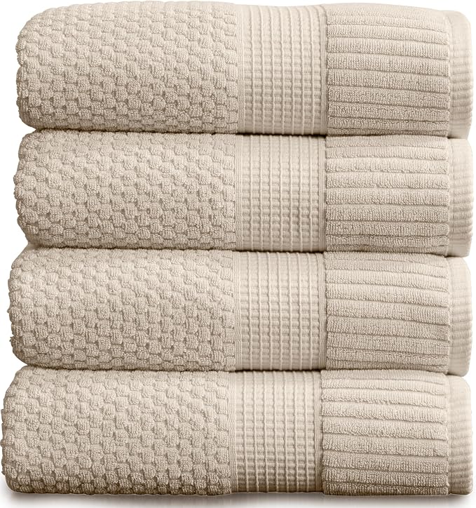 NY Loft 100% Cotton Bath Towel 4 Pack | Super Soft & Absorbent Quick-Dry Bath by NYLoft